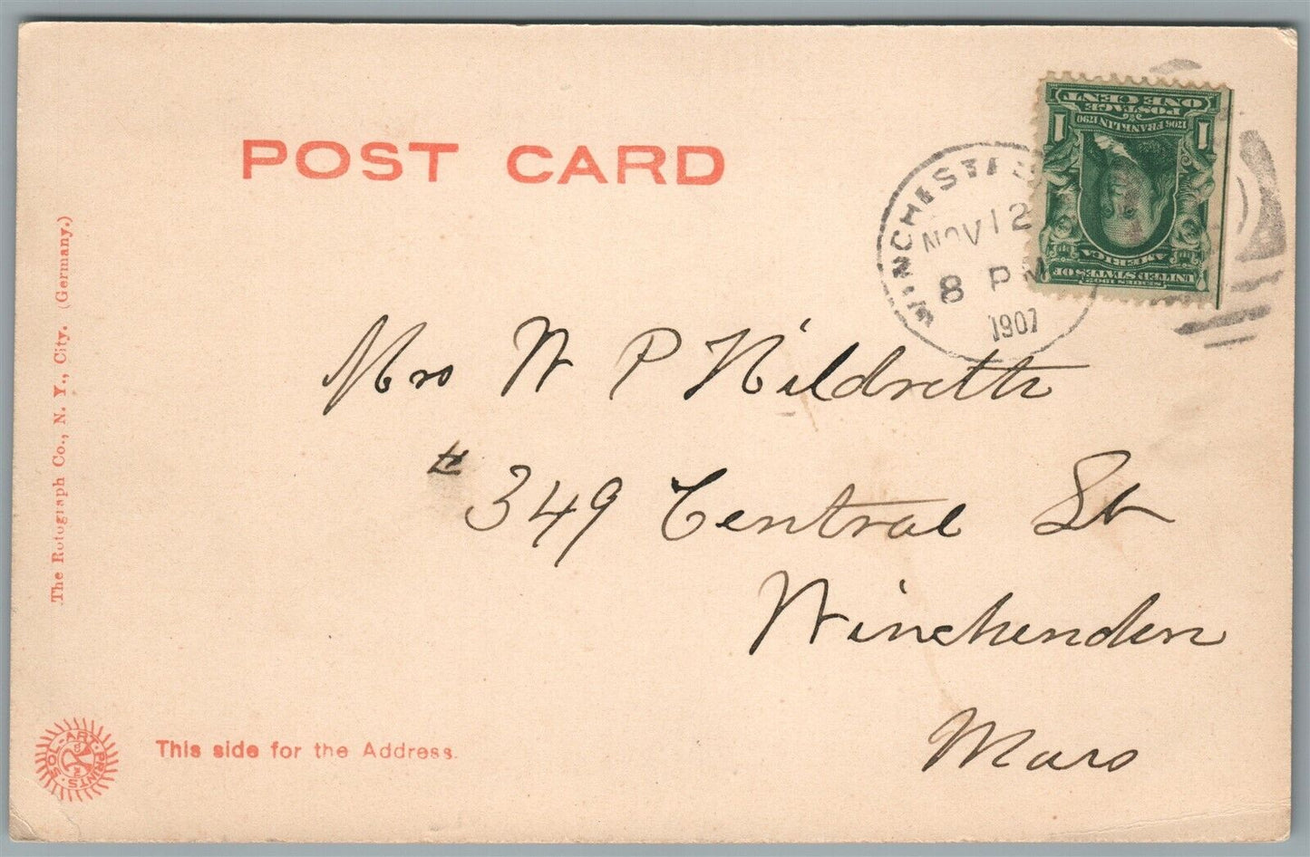 WINCHESTER MA WINCHESTER CENTER ANTIQUE POSTCARD