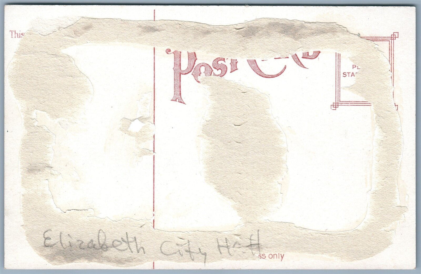 ELIZABETH N.J. CITY HALL ANTIQUE POSTCARD