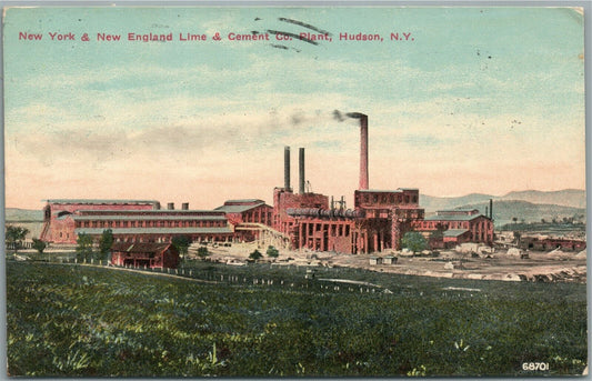 HUDSON NY NEW YORK & NEW ENGLAND LIME & CEMENT CO. PLANT ANTIQUE POSTCARD