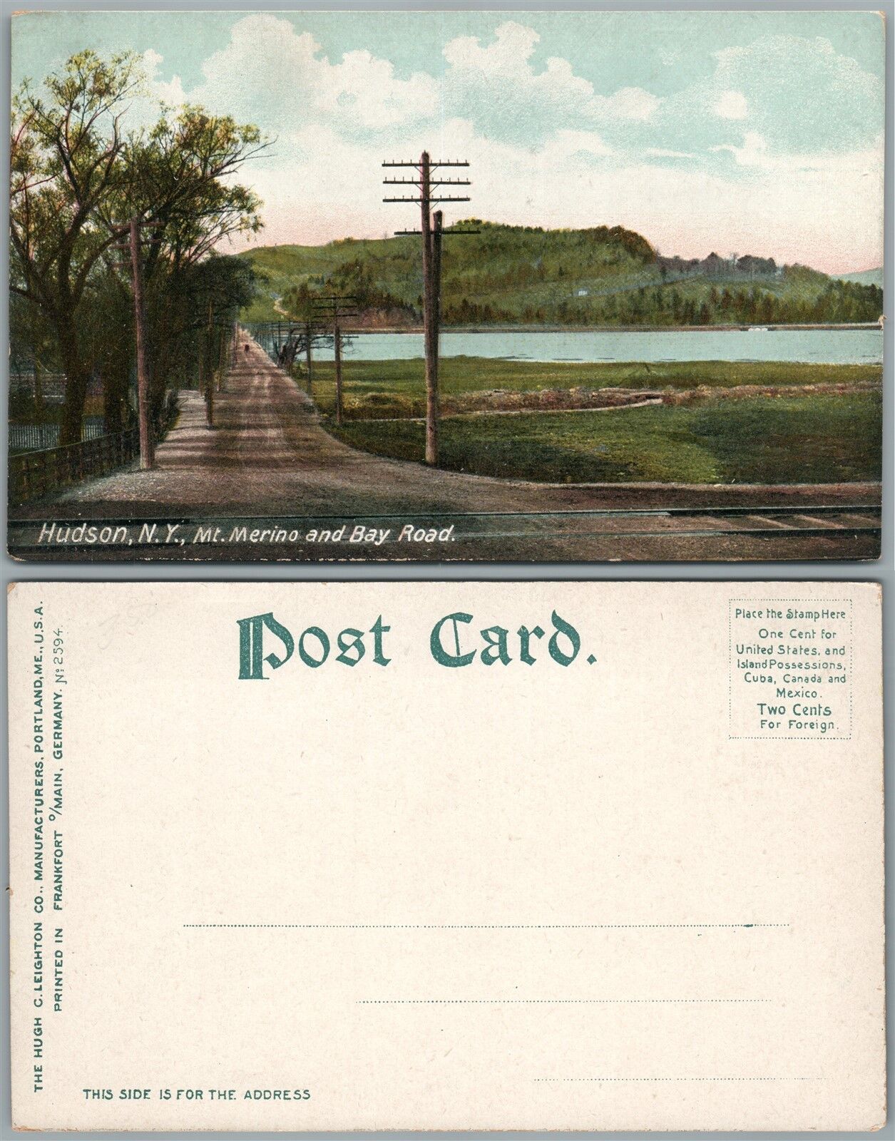 HUDSON N.Y. MT.MERINO & BAY ROAD ANTIQUE POSTCARD