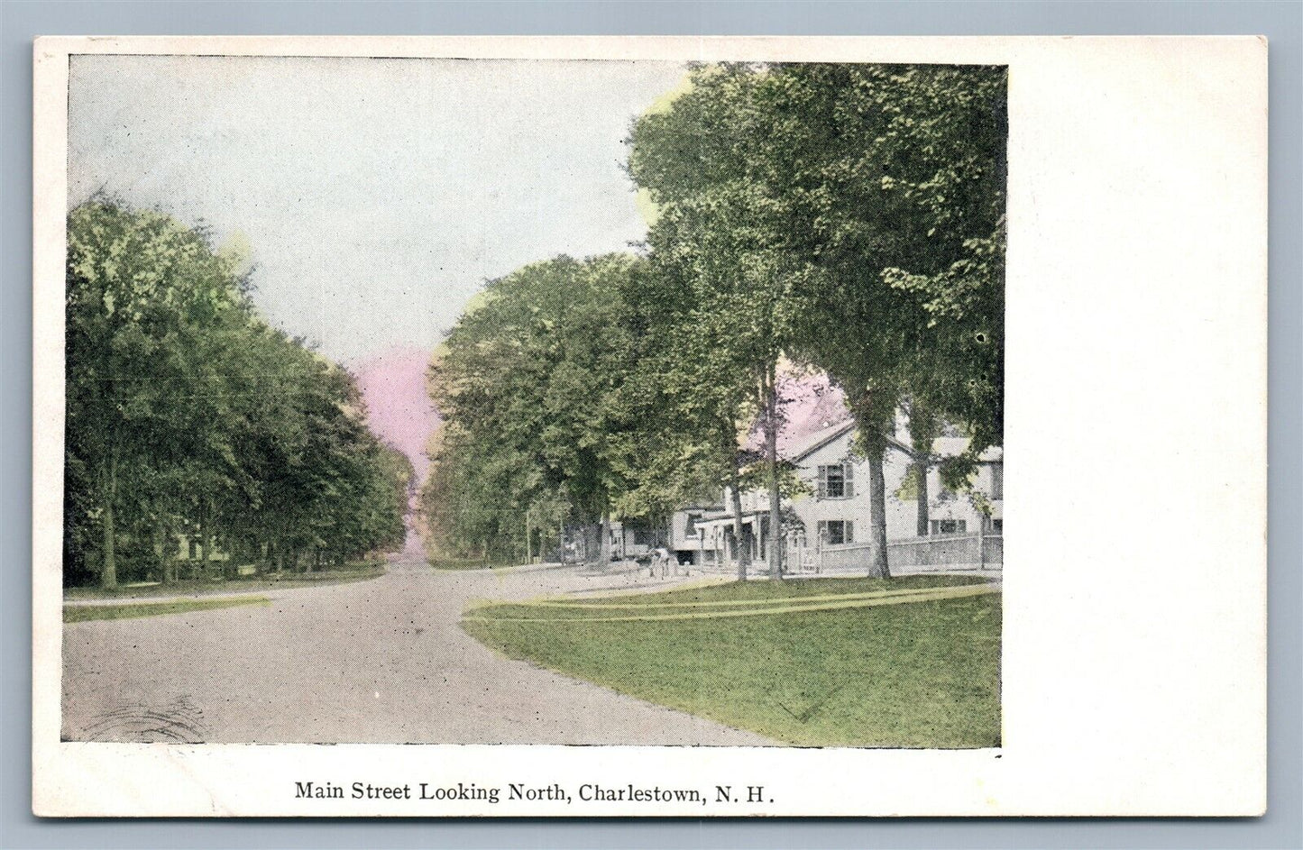 CHARLESTOWN NH MAIN STREET LOOKING NORTH ANTIQUE POSTCARD