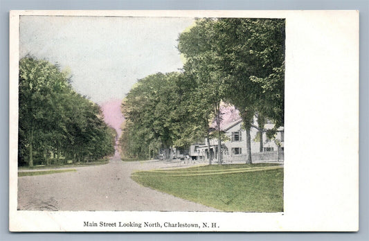 CHARLESTOWN NH MAIN STREET LOOKING NORTH ANTIQUE POSTCARD