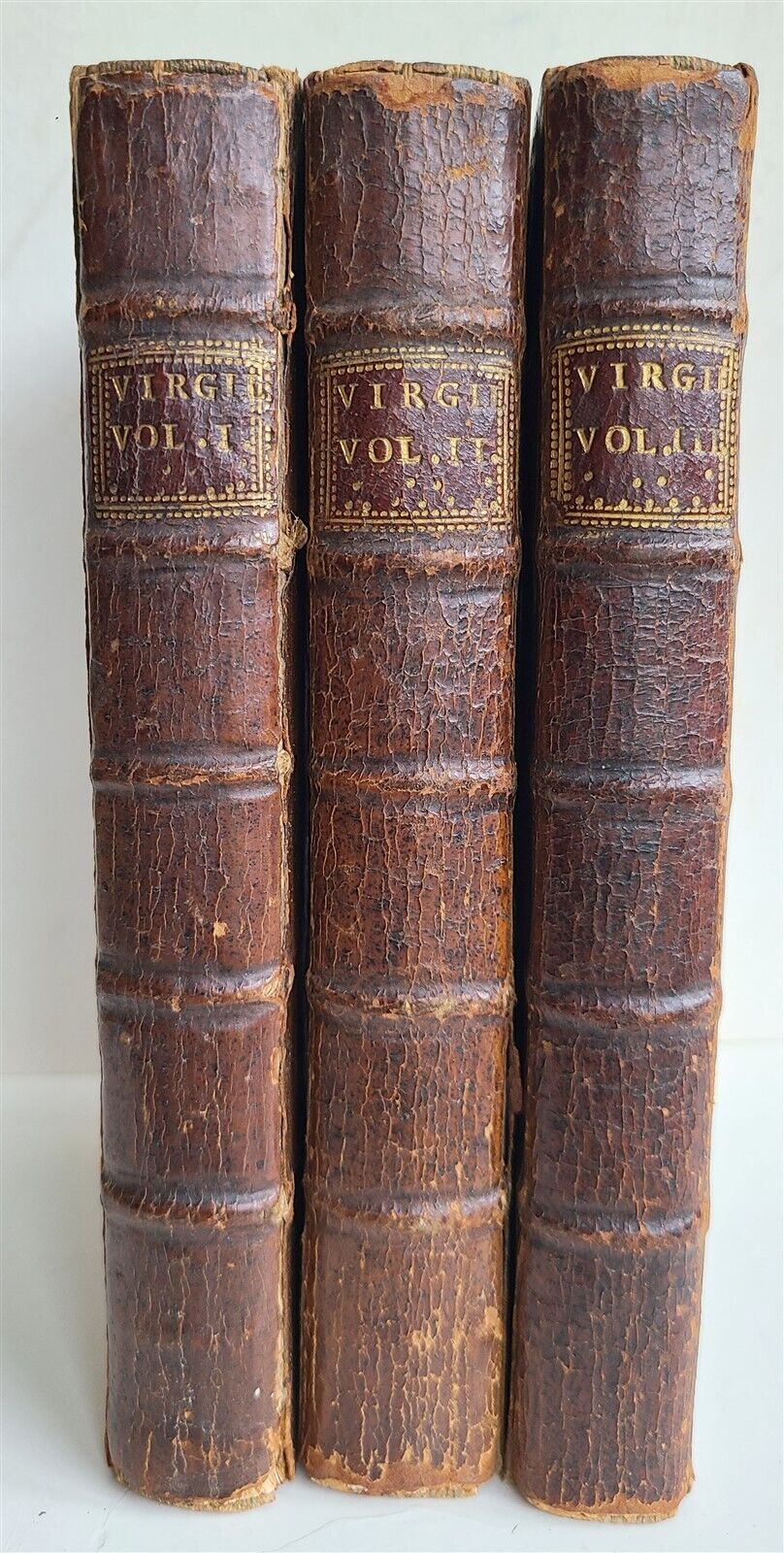 1719 WORKS of VIRGIL in ENGLISH by DRYDEN 3 VOLUMES antique ILLUSTRATED