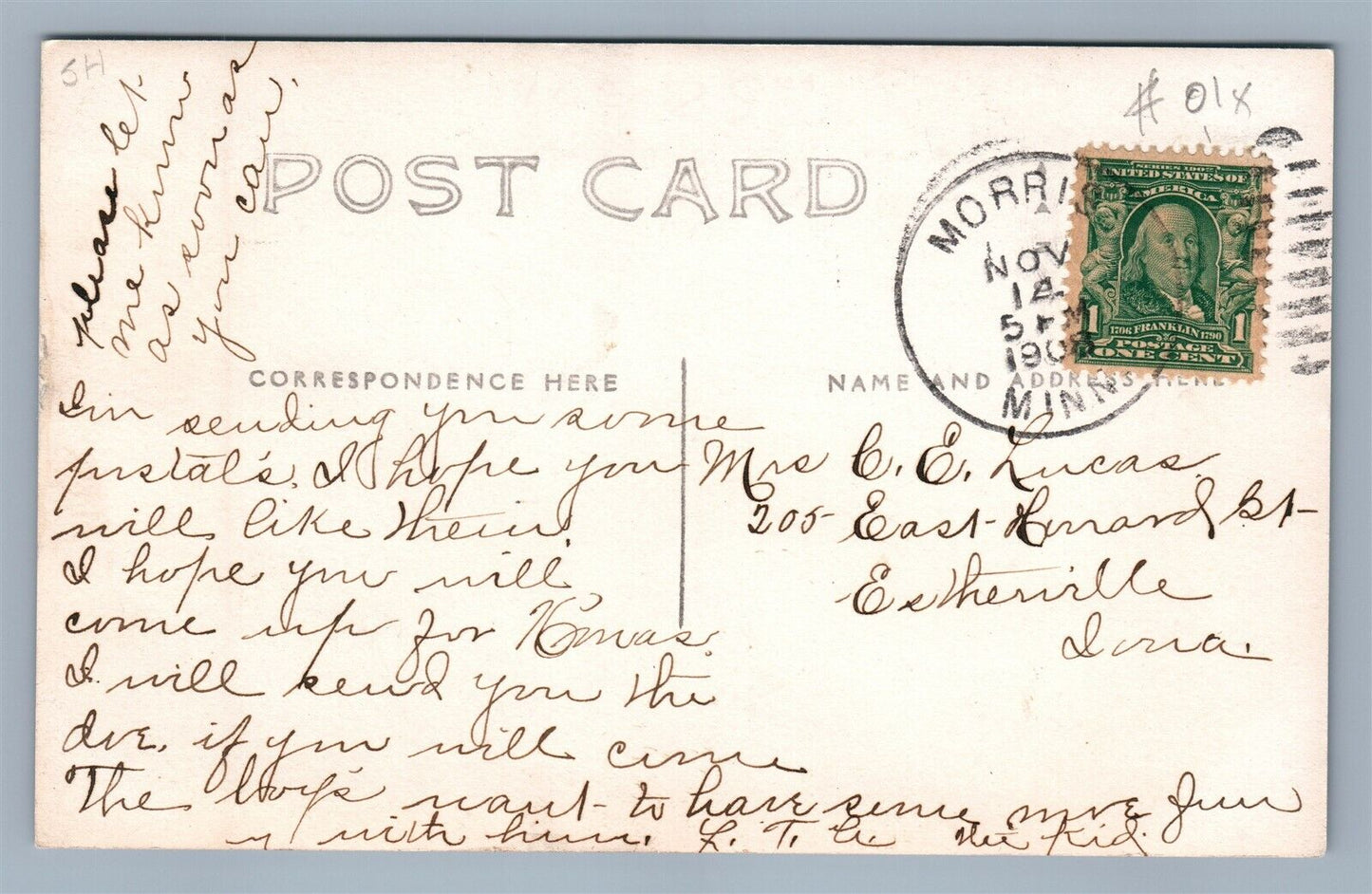 MORRIS MN ATLANTIC AVE. ANTIQUE REAL PHOTO POSTCARD RPPC Wells Bros. Hanson Co.