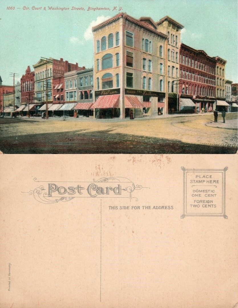 BINGHAMTON N.Y. COURT & WASHINGTON STREETS ANTIQUE POSTCARD