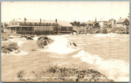 EAGLE HARBOR MI LAKE BREEZE HOTEL LIGHT HOUSE VINTAGE REAL PHOTO POSTCARD RPPC