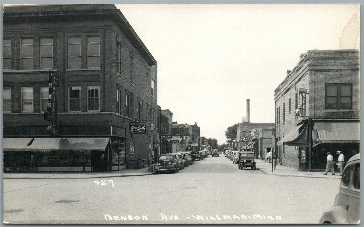WILLMAR MN BENSON AVE. COCA COLA SIGN VINTAGE REAL PHOTO POSTCARD RPPC