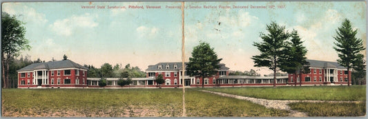 PITTSFORD VT VERMONT STATE SANATORIUM ANTIQUE FOLDING DOUBLE POSTCARD