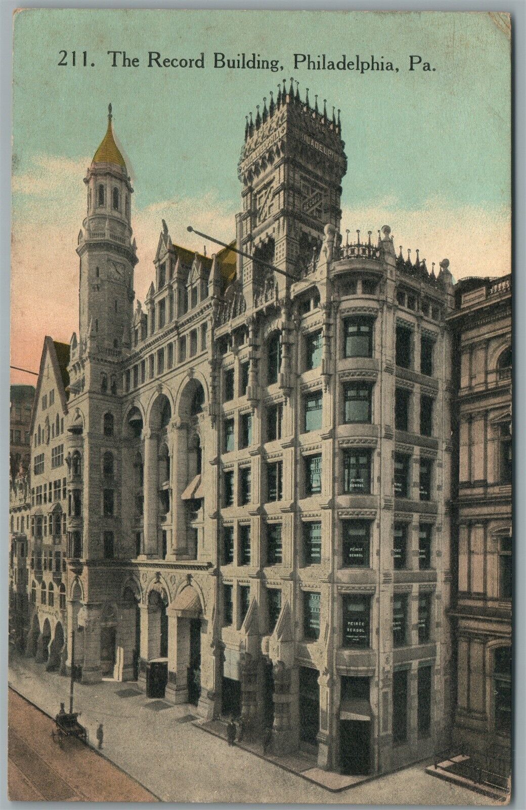 PHILADELPHIA PA RECORD BUILDING ANTIQUE POSTCARD