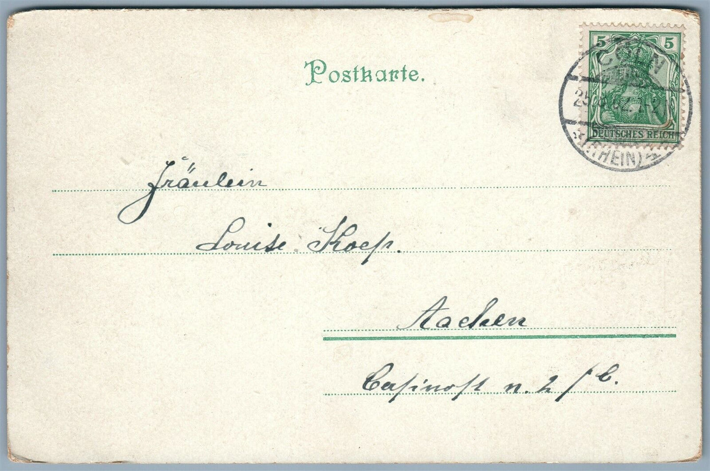 GRUSS AUS KOLN GERMANY UNDIVIDED ANTIQUE POSTCARD w/ STAMP