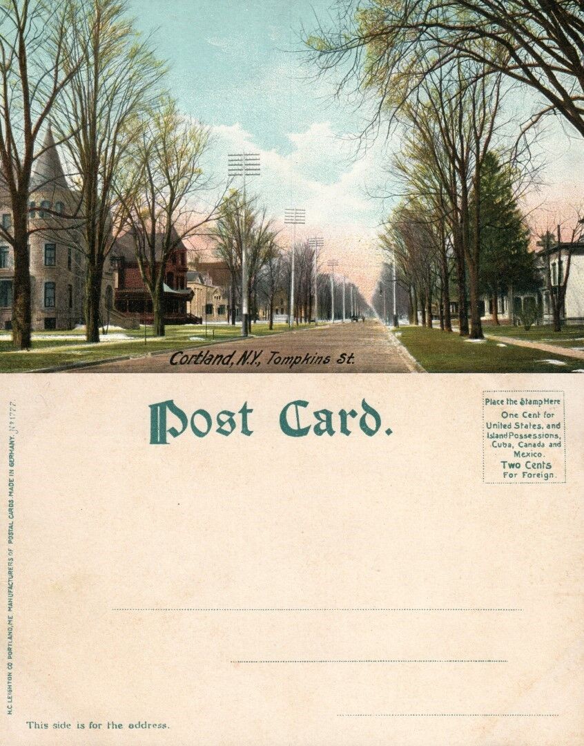 CORTLAND N.Y. TOMPKINS STREET UNDIVIDED ANTIQUE POSTCARD