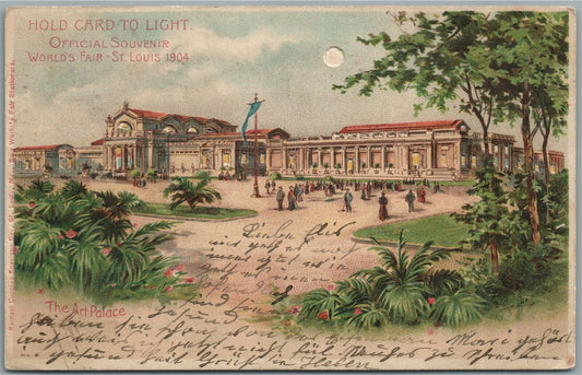 HOLD CARD TO LIGHT 1904 ST.LOUIS WORLD'S FAIR ANTIQUE POSTCARD