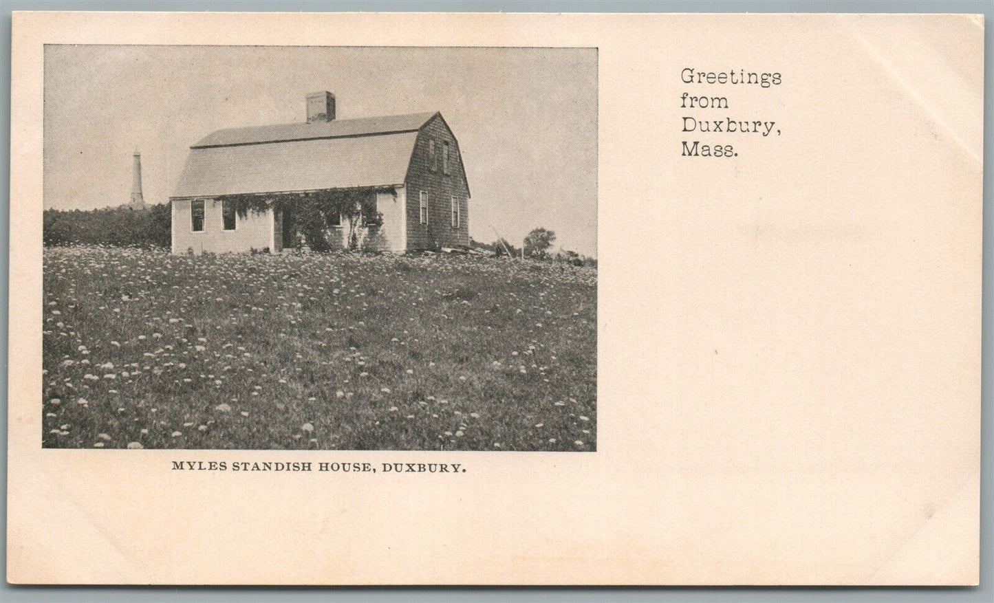 DUXBURY MA MYLES STANDISH HOUSE ANTIQUE POSTCARD PRIVATE MAILING CARD