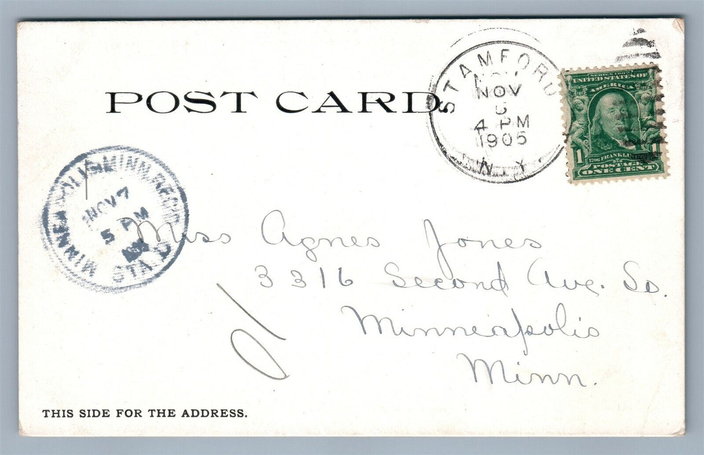 STAMFORD NY MAIN STREET 1905 ANTIQUE POSTCARD