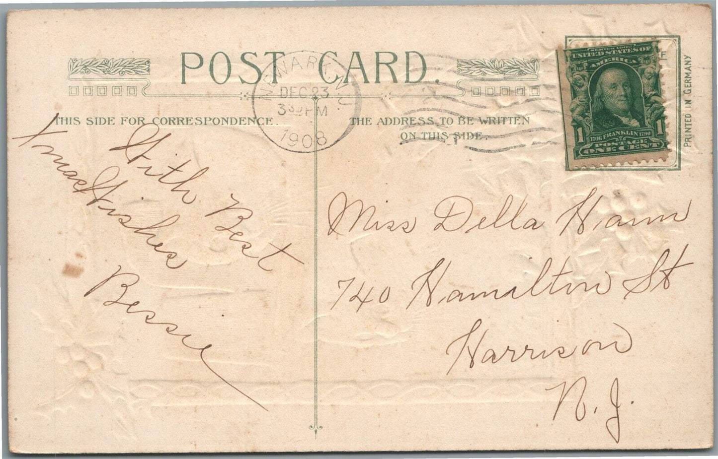 CHRISTMAS ANTIQUE POSTCARD w/ CATS