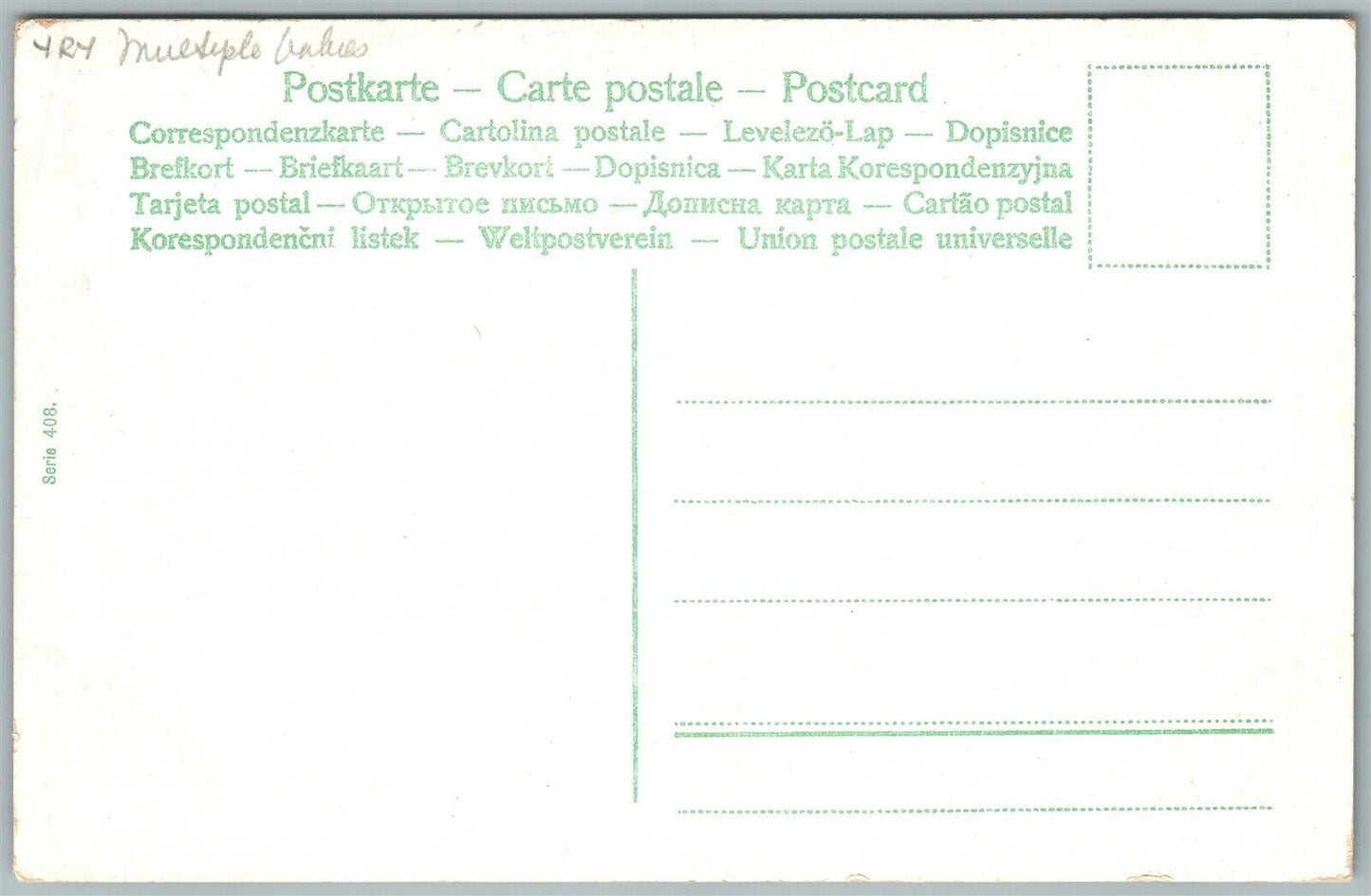 MULTIPLE BABIES KISSING IN FLOWERS ANTIQUE POSTCARD