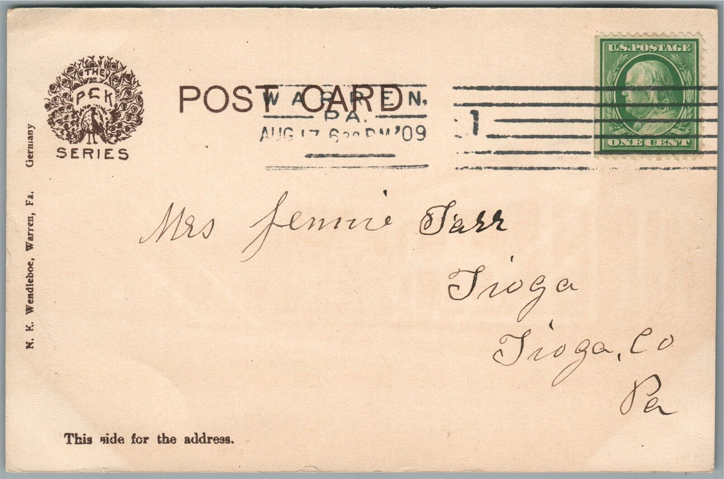 WARREN PA CONEWANGO CLUB HOUSE ANTIQUE POSTCARD