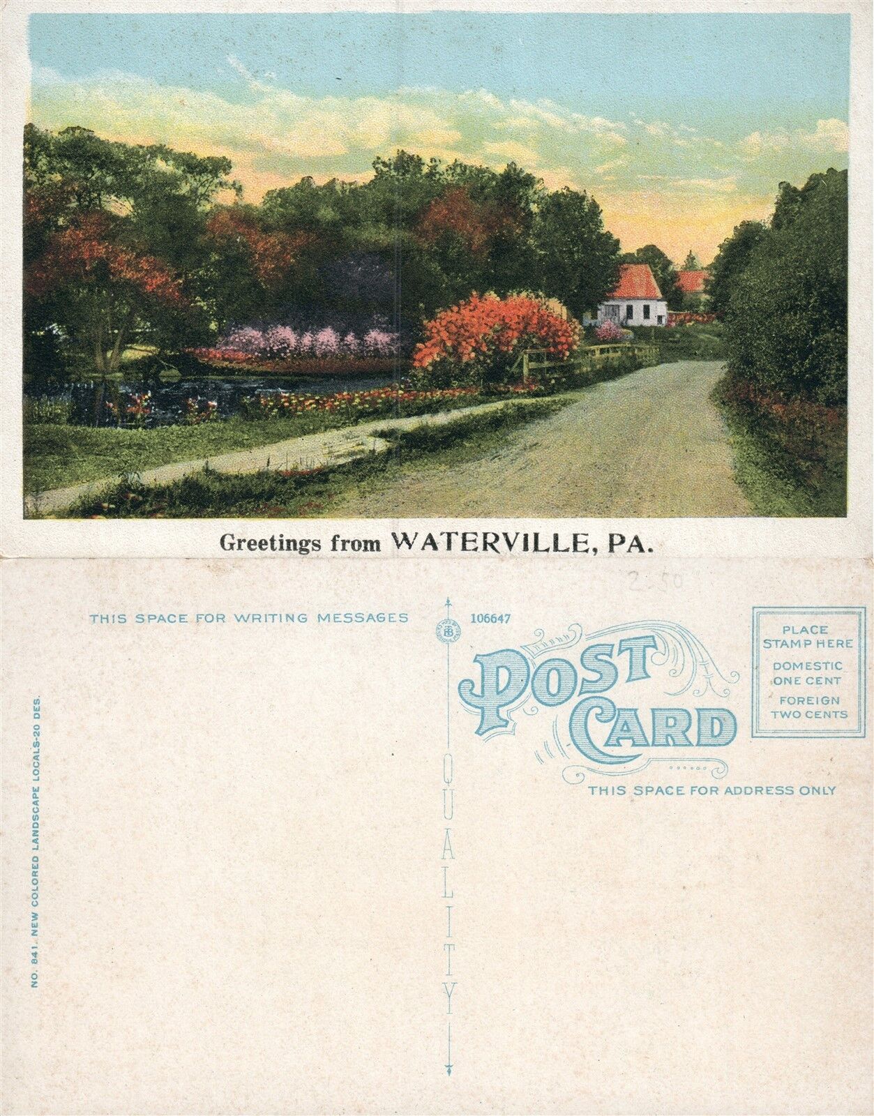 WATERVILLE PA ANTIQUE POSTCARD