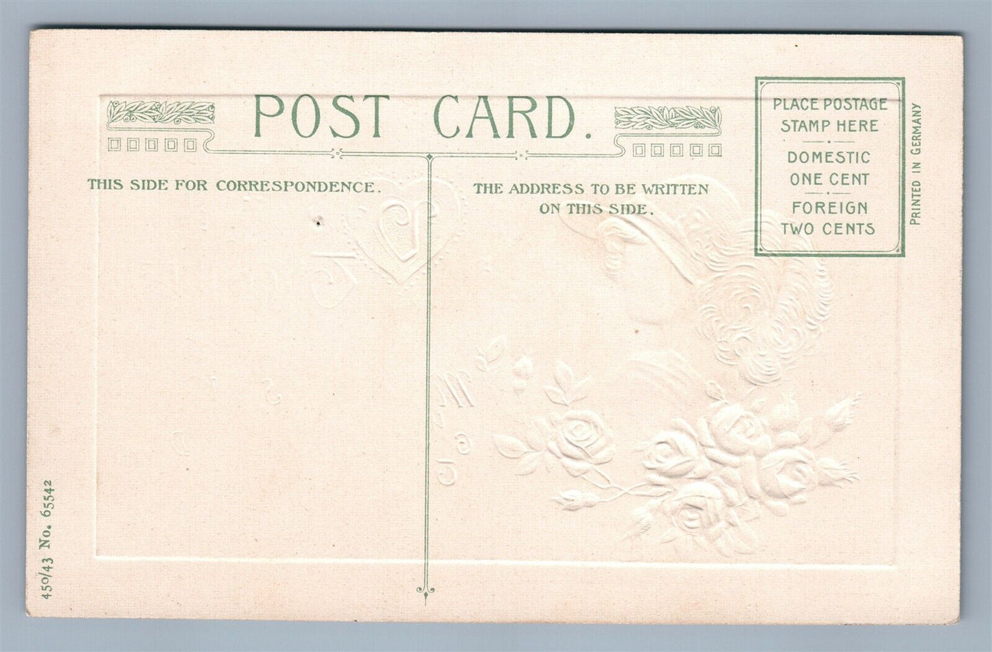 VALENTINE THOUGTHS 1914 ANTIQUE EMBOSSED S.SCHMUCKER POSTCARD by JOHN WINSCH
