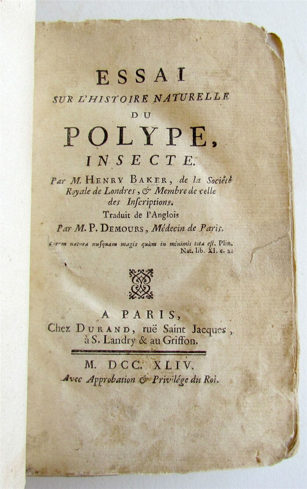 1744 NATURAL HISTORY of the POLYPES ILLUSTRATED w/ 22 engraved plates ANTIQUE