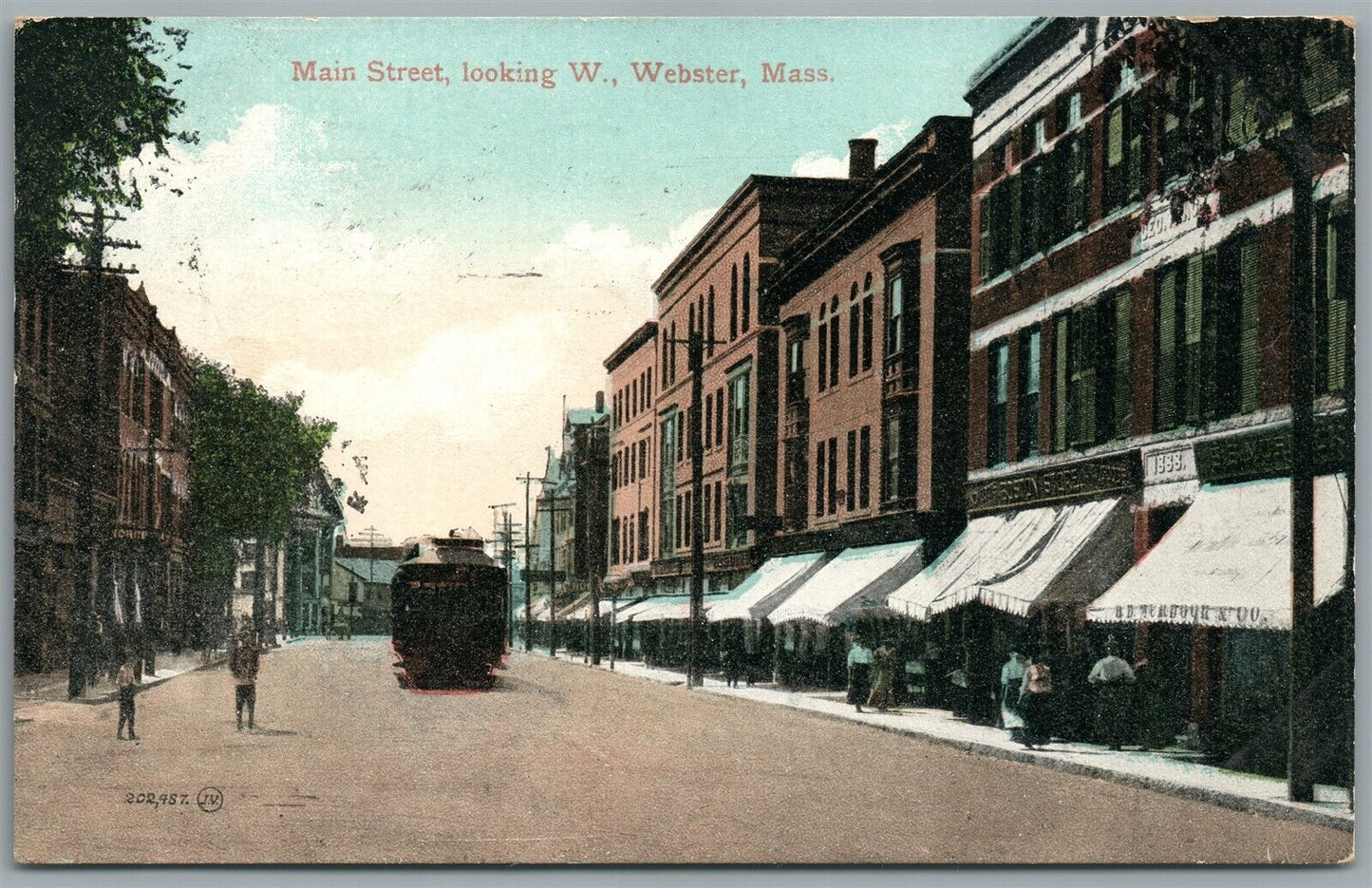 WEBSTER MA MAIN STREET ANTIQUE POSTCARD