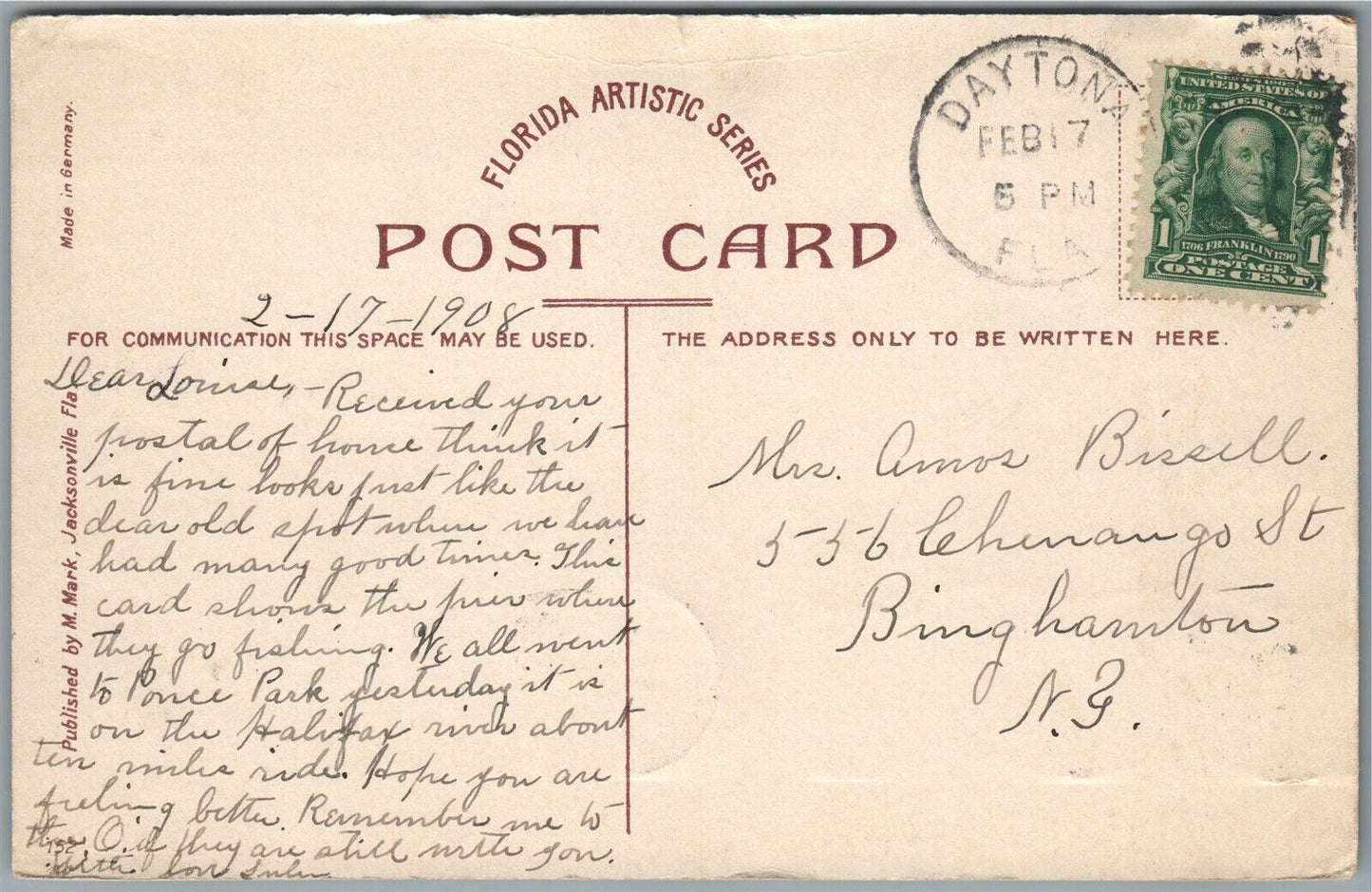 DAYTONA FL BEACH AND PIER ANTIQUE POSTCARD