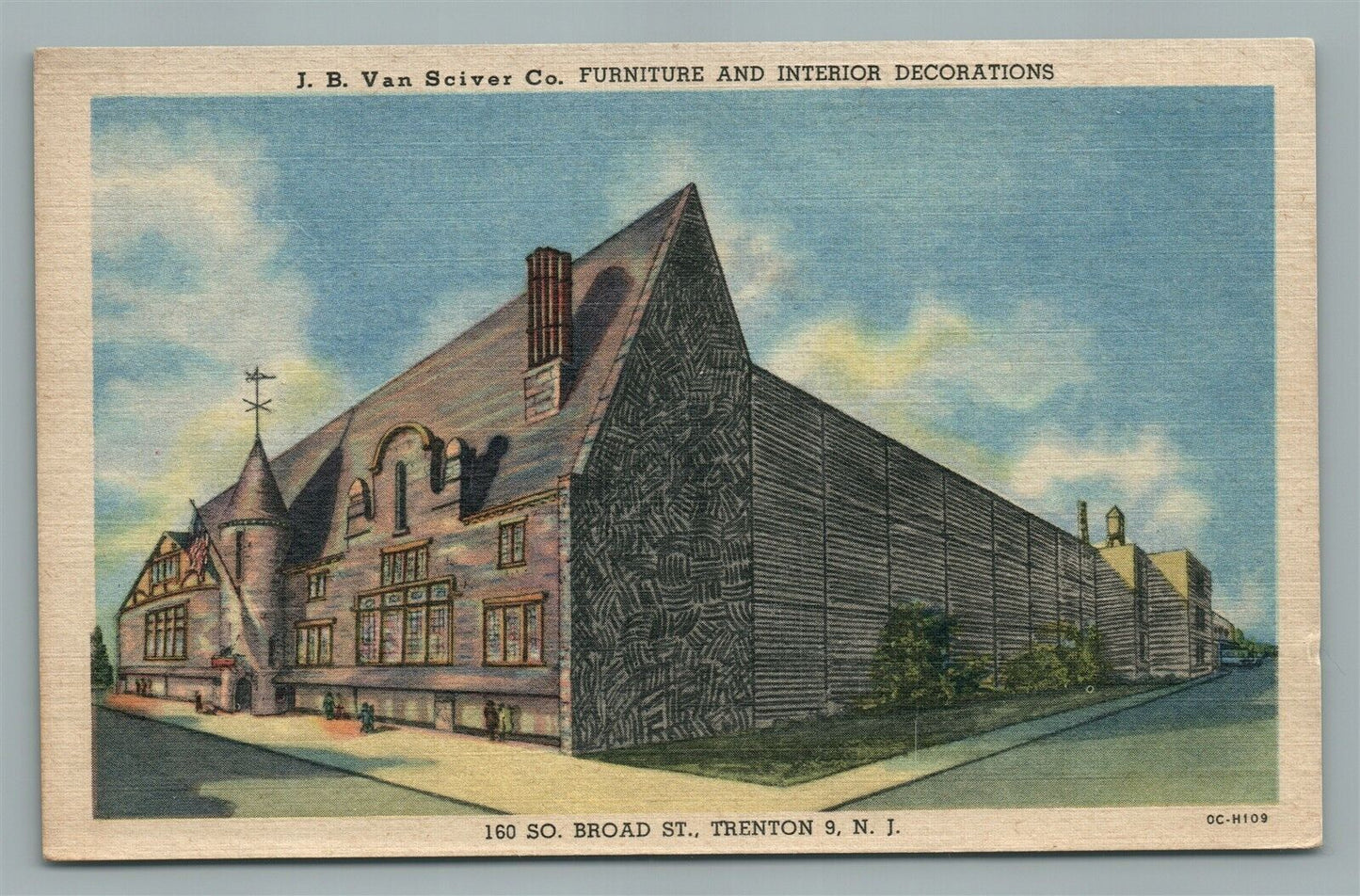TRENTON NJ SOUTH BROAD STREET VAN SCIVER CO FURNITURE VINTAGE POSTCARD