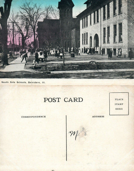 BELVIDERE IL SOUTH SIDE SCHOOLS ANTIQUE POSTCARD