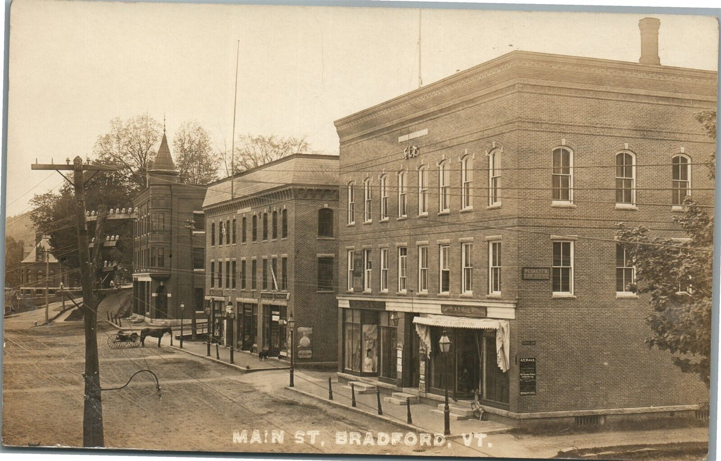 BRADFORD VT MAIN STREET ANTIQUE REAL PHOTO POSTCARD RPPC