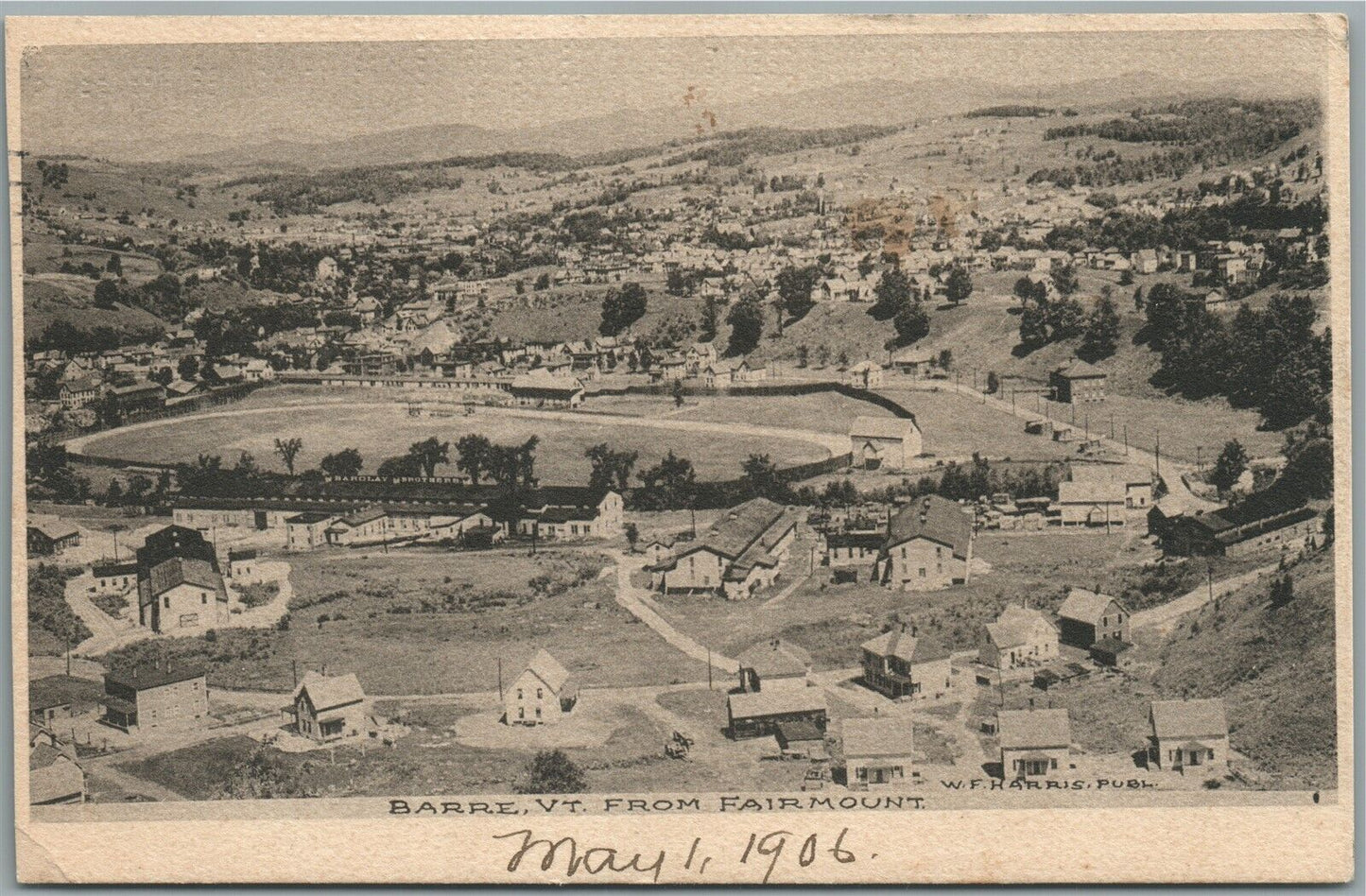 BARRE VT FROM FAIRMONT ANTIQUE POSTCARD