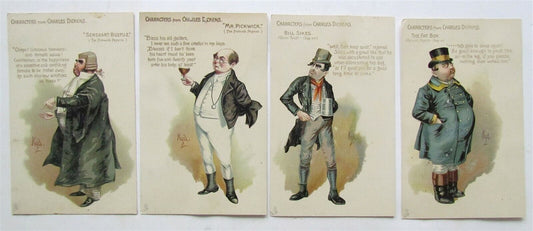 LOT of 4 CHARLES DICKENS CHARACTER SCETCHES BRITISH ANTIQUE POSTCARDS by R. TUCK