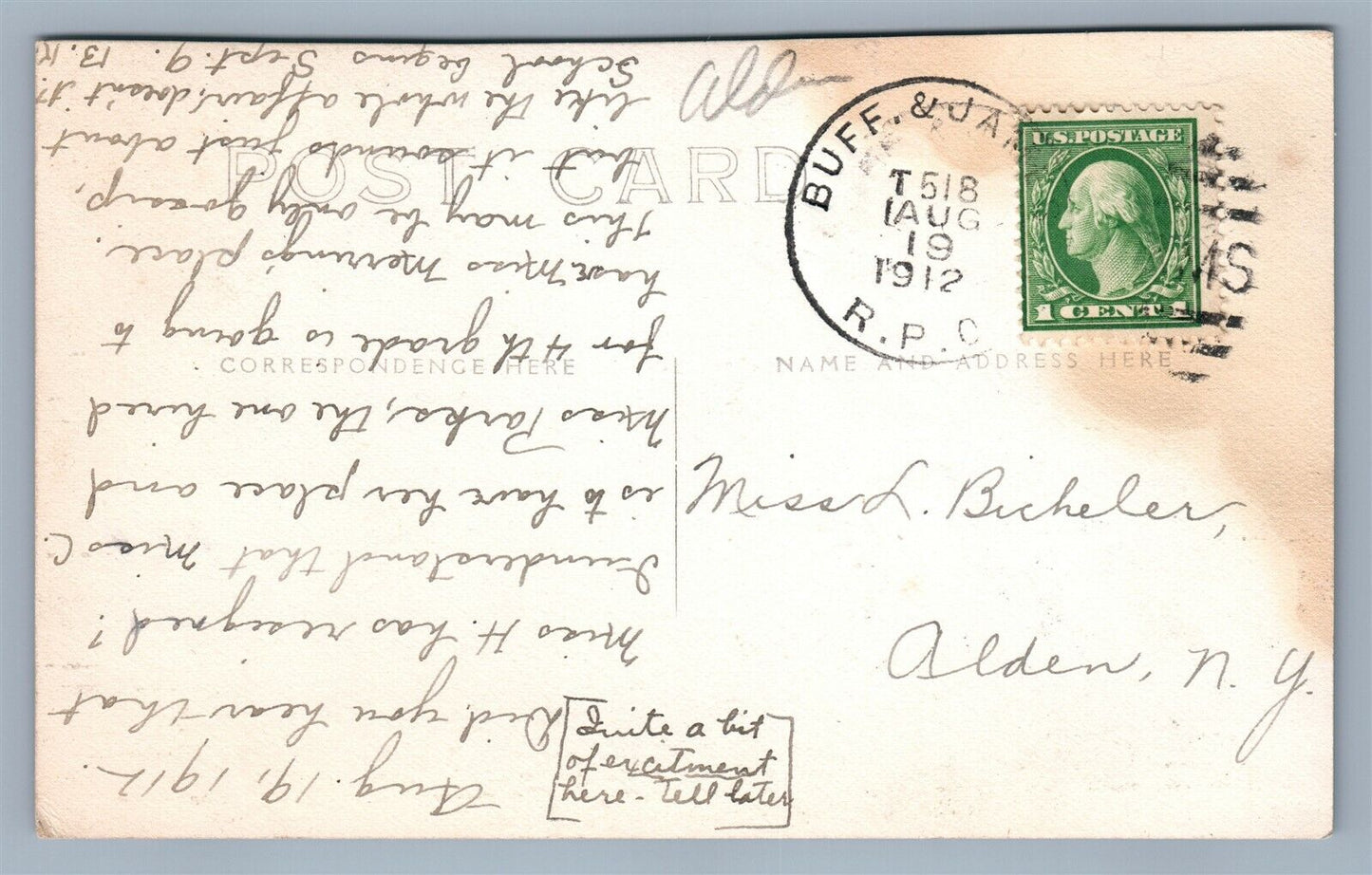 ALDEN NY RESIDENCE w/ CAR 1912 ANTIQUE REAL PHOTO POSTCARD RPPC