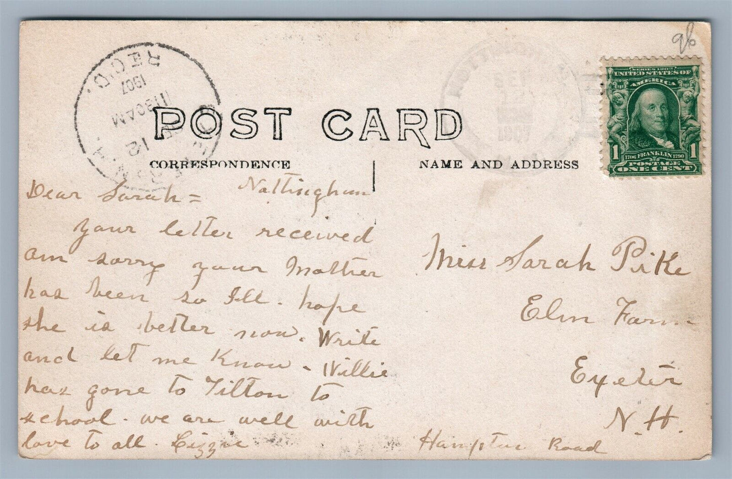 NOTTINGHAM CENTRE NH ANTIQUE REAL PHOTO POSTCARD RPPC