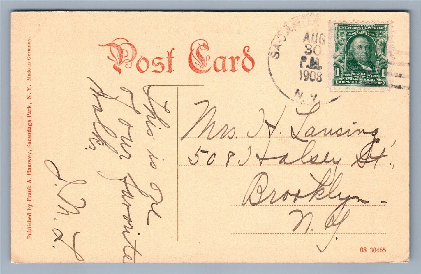 SACANDOGA PARK NY ROAD TO GOLF GROUNDS ANTIQUE POSTCARD