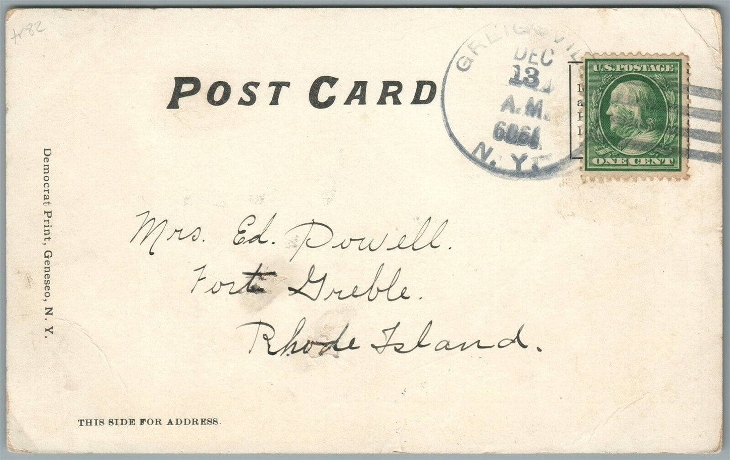 CREIGSVILLE NY HIGH SCHOOL ANTIQUE POSTCARD