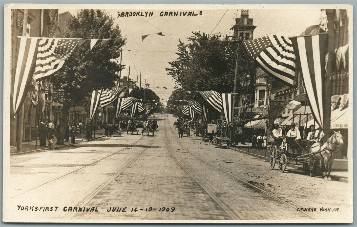 BROOKLYN PA YORKS FIRST CARNIVAL ANTIQUE REAL PHOTO POSTCARD RPPC