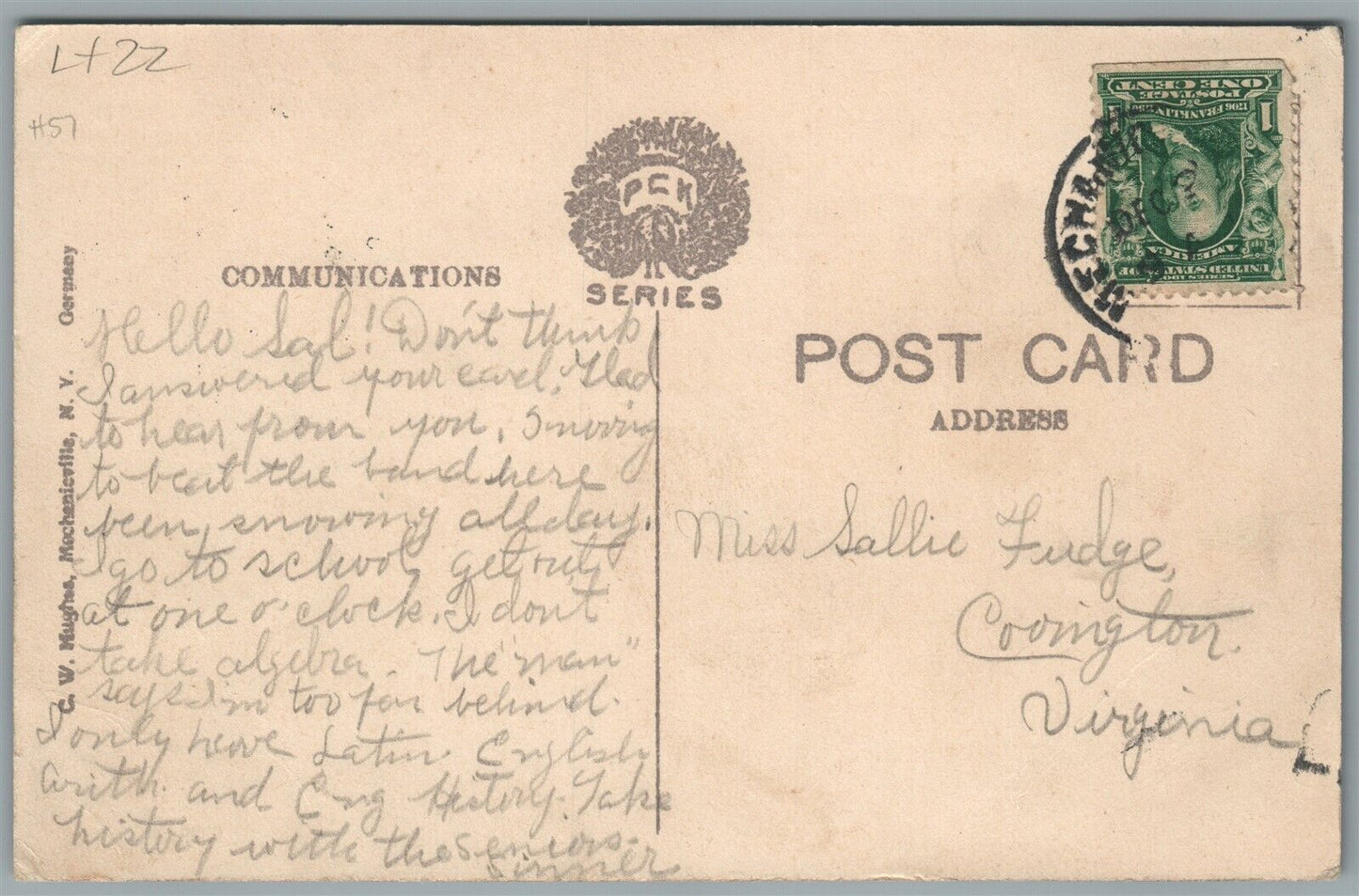 MECHANICSVILLE NY HOTEL LELAND PARK AVENUE ANTIQUE POSTCARD