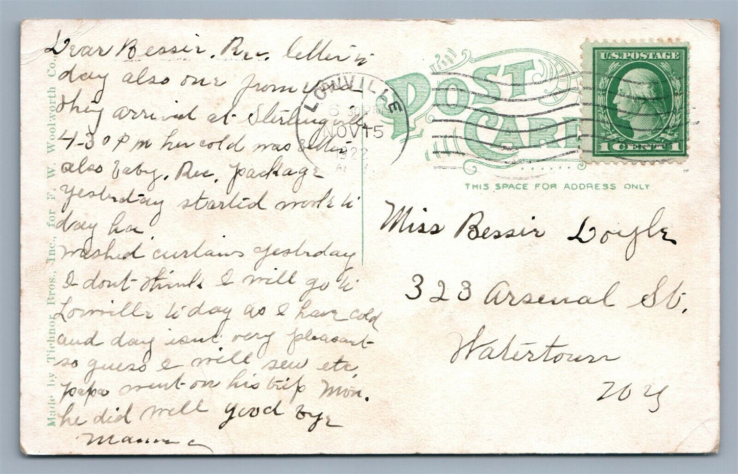 CARTHAGE NY PUBLIC HIGH SCHOOL 1922 ANTIQUE POSTCARD