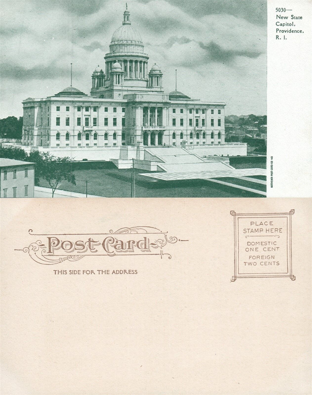 PROVIDENCE R.I. NEW STATE CAPITOL UNDIVIDED ANTIQUE POSTCARD