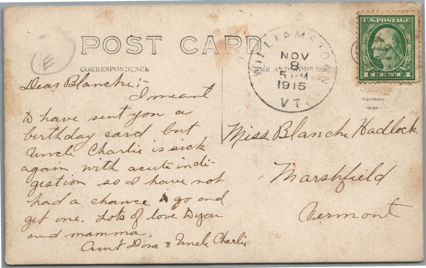 WILLIAMSTOWN VT STREET SCENE ANTIQUE REAL PHOTO POSTCARD RPPC