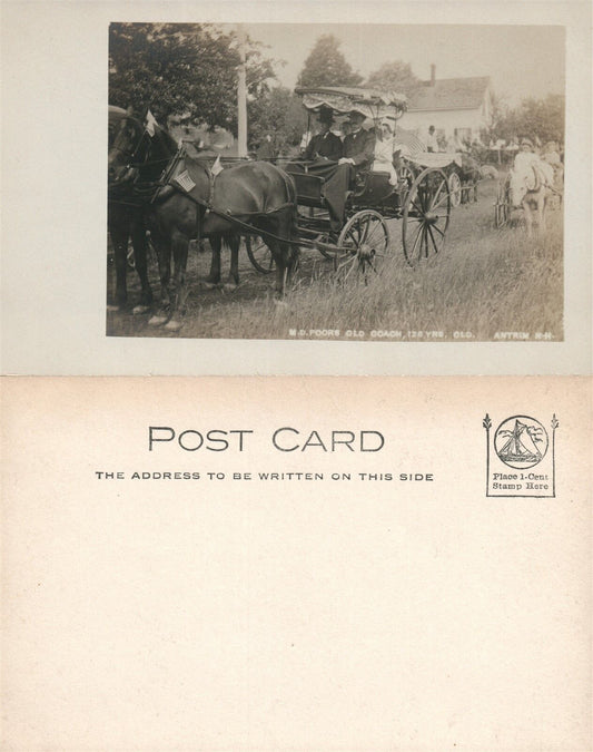 ANTRIM N.H. M.D.POORS OLD COACH ANTIQUE REAL PHOTO POSTCARD RPPC