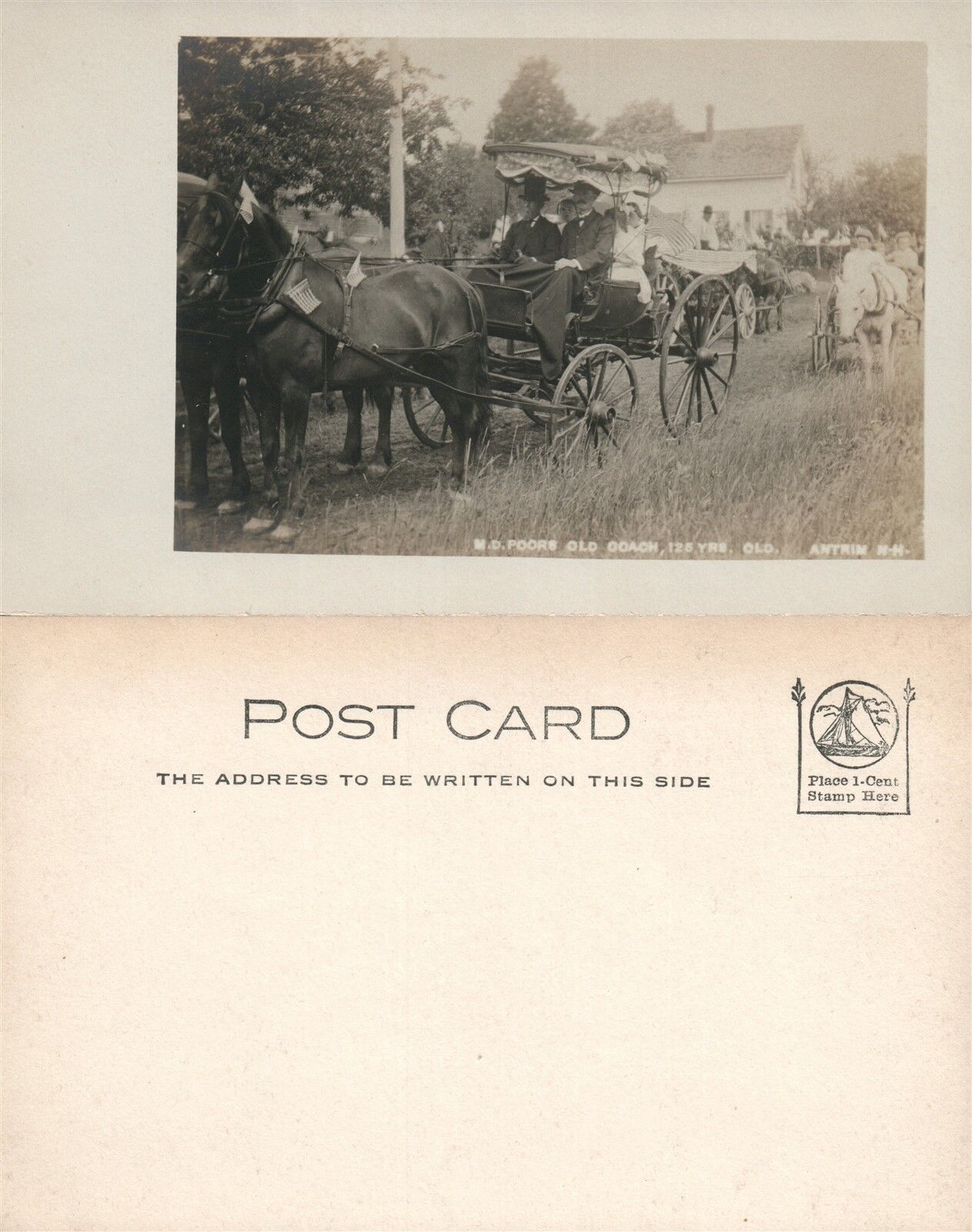 ANTRIM N.H. M.D.POORS OLD COACH ANTIQUE REAL PHOTO POSTCARD RPPC