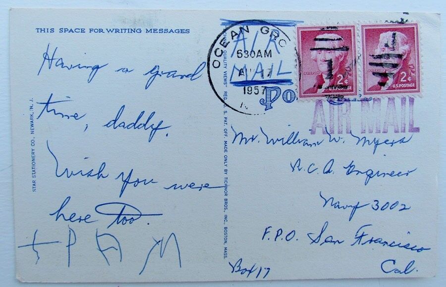 VINTAGE 1957 POSTCARD - STREET SCENE MAIN AVENUE OCEAN GROVE NJ