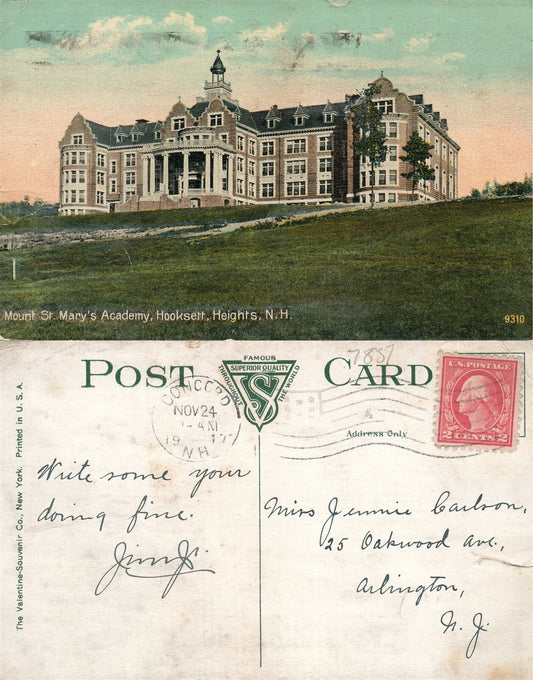 HOOKSETT HEIGHTS N.H. MOUNT ST.MARY'S ACADEMY 1917 ANTIQUE POSTCARD