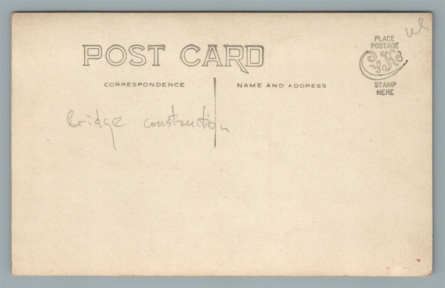 RAILROAD BRIDGE CONSTRUCTION ANTIQUE REAL PHOTO POSTCARD RPPC railway