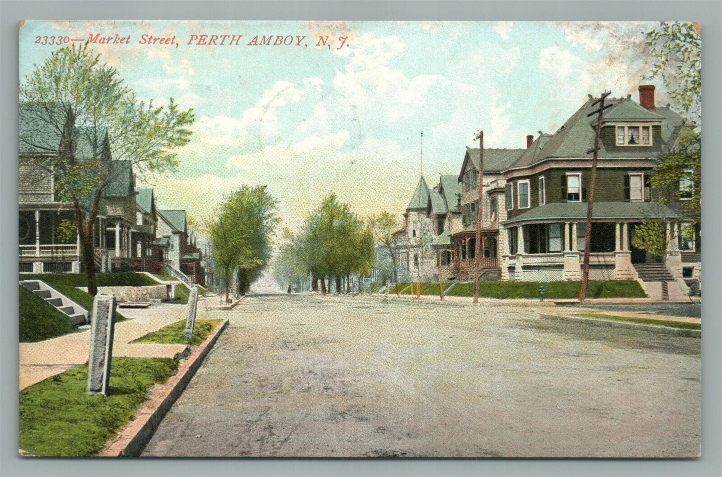 PERTH AMBOY NJ MARKET STREET 1911 ANTIQUE POSTCARD