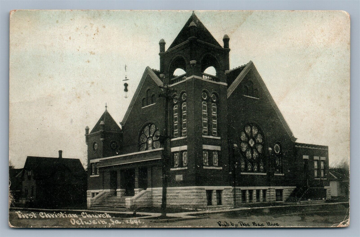 OELWEIN IA FIRST CHRISTIAN CHURCH 1909 ANTIQUE POSTCARD