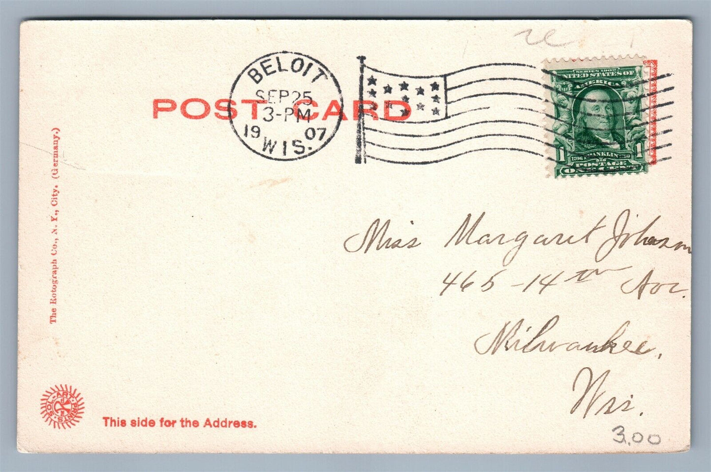 BELOIT WI WEST GRAND AVENUE ANTIQUE POSTCARD