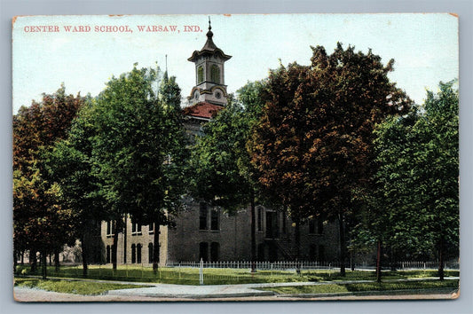 WARSAW IN CENTER WARD SCHOOL ANTIQUE POSTCARD