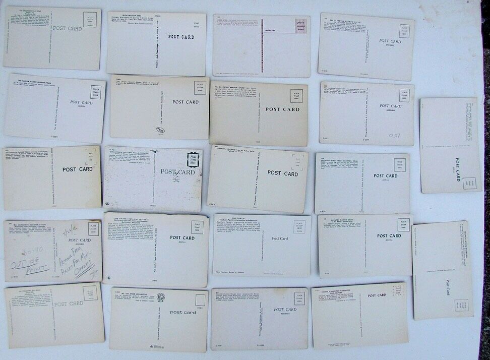 LOT OF 22 VINTAGE POSTCARDS train railway railroad